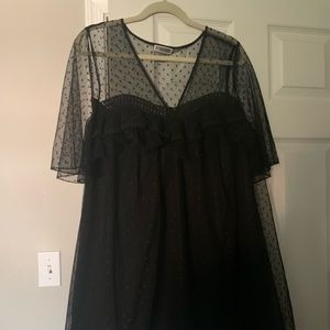 Chelsea black polka dot short dress